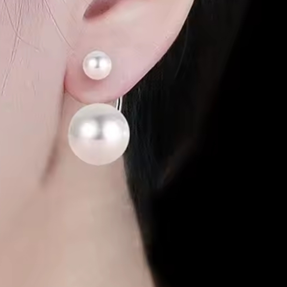 CLEARANCEElegant Stainless Steel and White Pearl Earrings